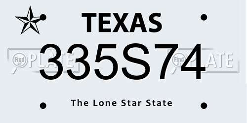 335S74 Texas License Plate