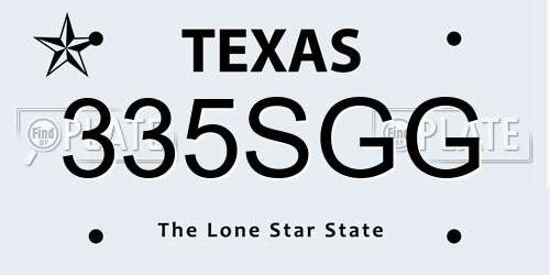 335SGG Texas License Plate