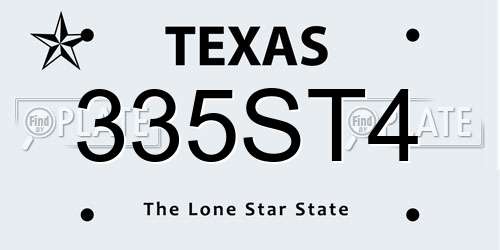 335ST4 Texas License Plate