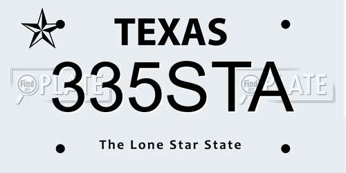 335STA Texas License Plate