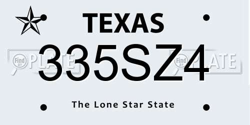 335SZ4 Texas License Plate