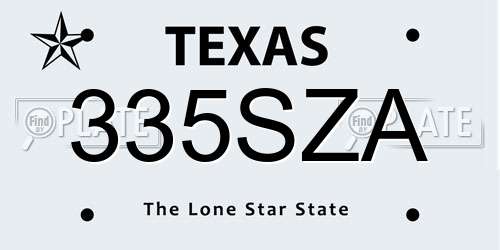 335SZA Texas License Plate