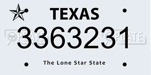 3363231 Texas License Plate