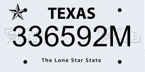 336592M Texas License Plate