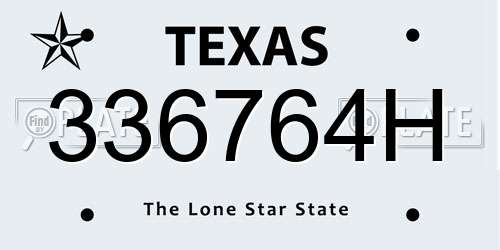 336764H Texas License Plate