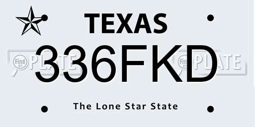 336FKD Texas License Plate