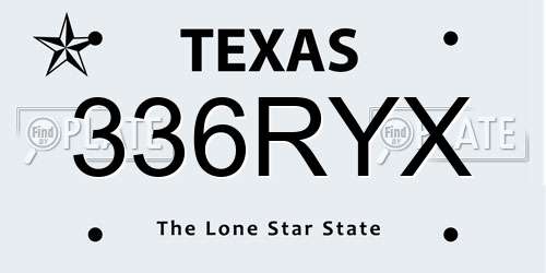 336RYX Texas License Plate