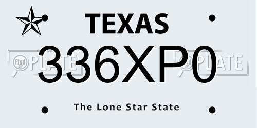 336XP0 Texas License Plate