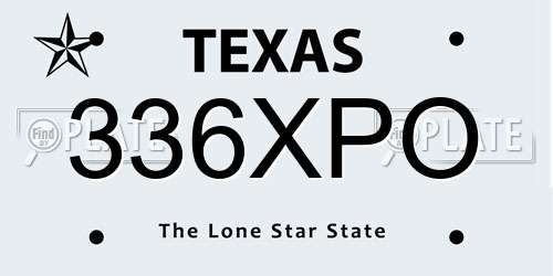 336XPO Texas License Plate