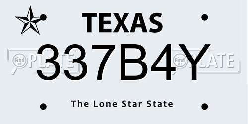 337B4Y Texas License Plate