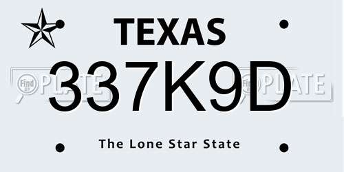 337K9D Texas License Plate
