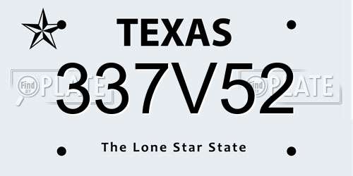 337V52 Texas License Plate