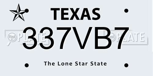 337VB7 Texas License Plate