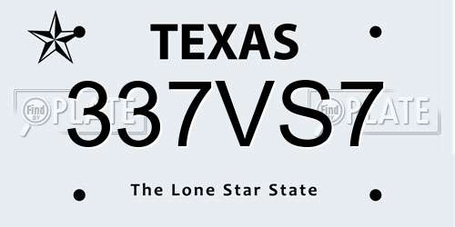 337VS7 Texas License Plate