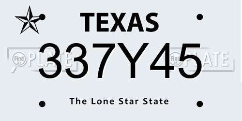 337Y45 Texas License Plate