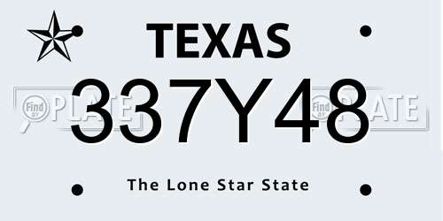 337Y48 Texas License Plate