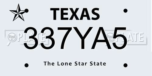 337YA5 Texas License Plate