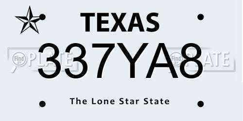 337YA8 Texas License Plate