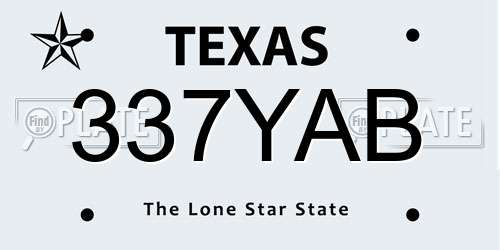 337YAB Texas License Plate