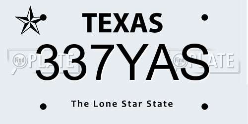 337YAS Texas License Plate