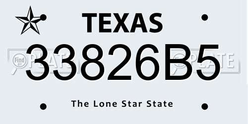 33826B5 Texas License Plate