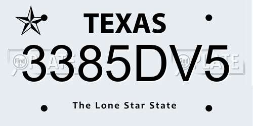 3385DV5 Texas License Plate