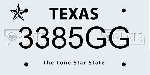 3385GG Texas License Plate