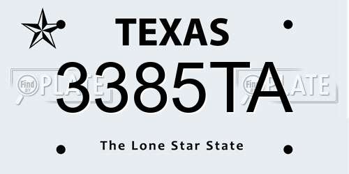 3385TA Texas License Plate