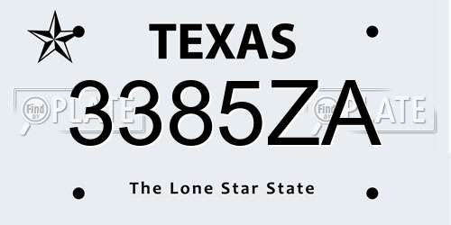 3385ZA Texas License Plate