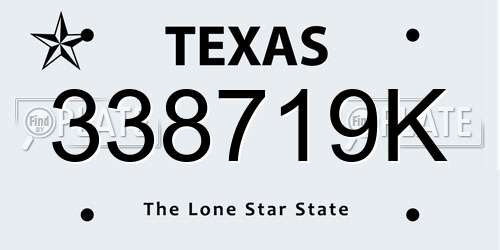 338719K Texas License Plate