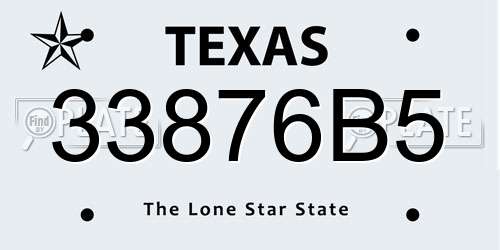 33876B5 Texas License Plate