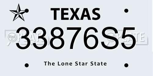 33876S5 Texas License Plate