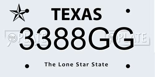 3388GG Texas License Plate