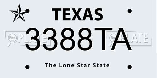 3388TA Texas License Plate