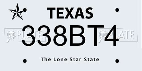 338BT4 Texas License Plate