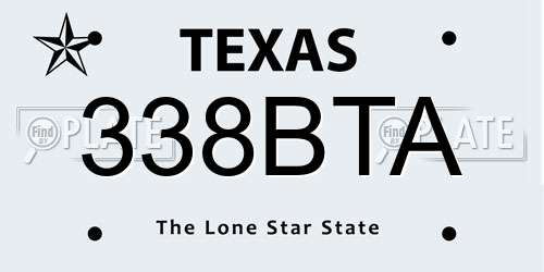 338BTA Texas License Plate