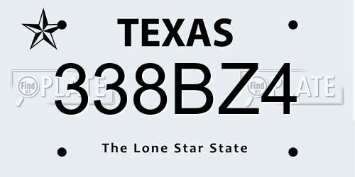 338BZ4 Texas License Plate