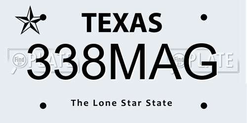 338MAG Texas License Plate