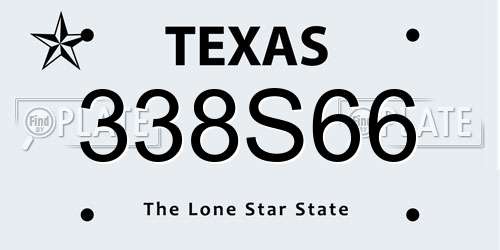 338S66 Texas License Plate