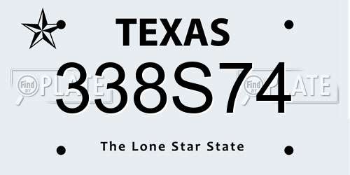 338S74 Texas License Plate
