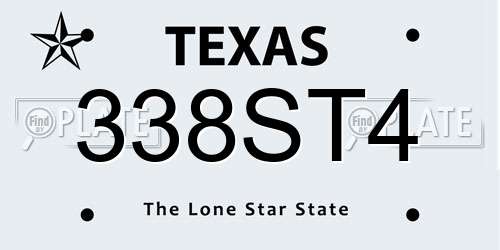 338ST4 Texas License Plate