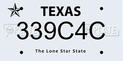 339C4C Texas License Plate