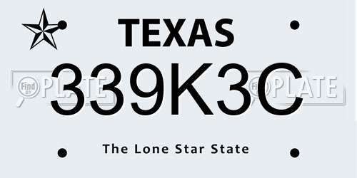 339K3C Texas License Plate