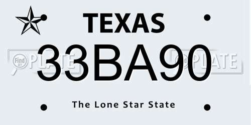 33BA90 Texas License Plate