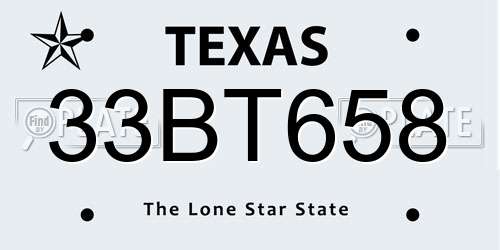 33BT658 Texas License Plate