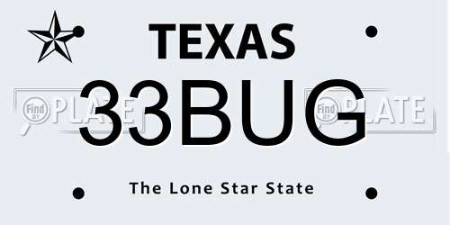 33BUG Texas License Plate