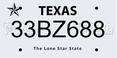 33BZ688 Texas License Plate