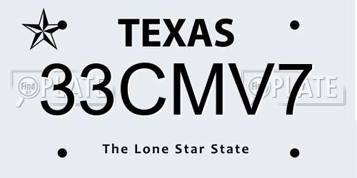 33CMV7 Texas License Plate