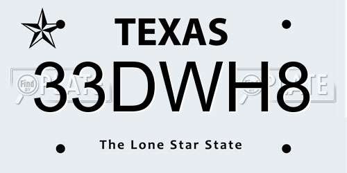 33DWH8 Texas License Plate