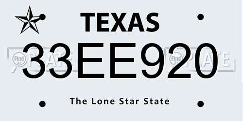 33EE920 Texas License Plate